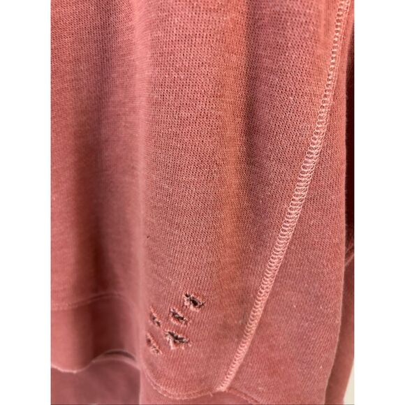 AE American Eagle oversized cropped medium M sweatshirt distressed holes dusty r - Picture 4 of 10
